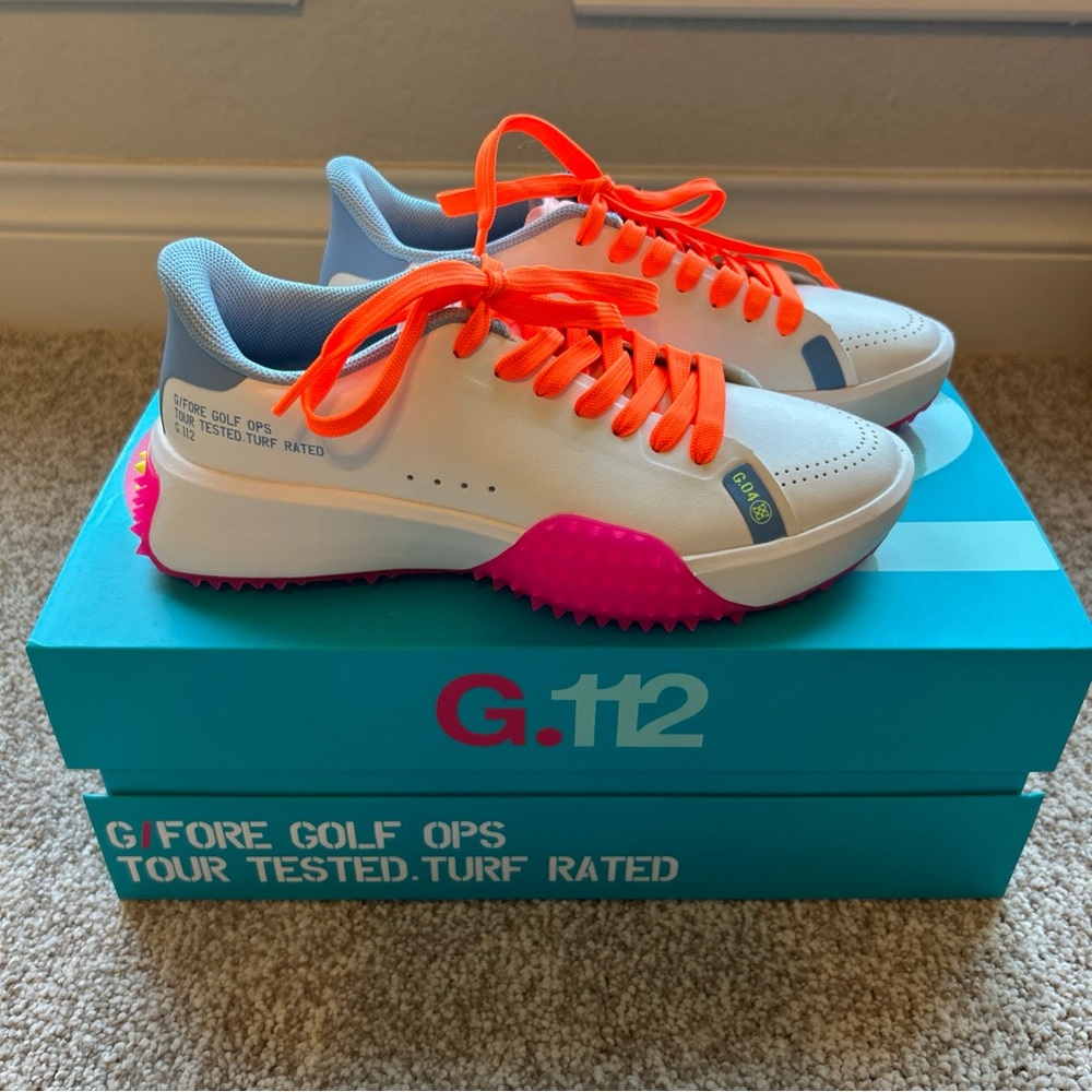 G/Fore G.112 Kiltie Golf Shoes Women’s Sz 5 in Snow/Knockout Pink - Picture 4 of 15